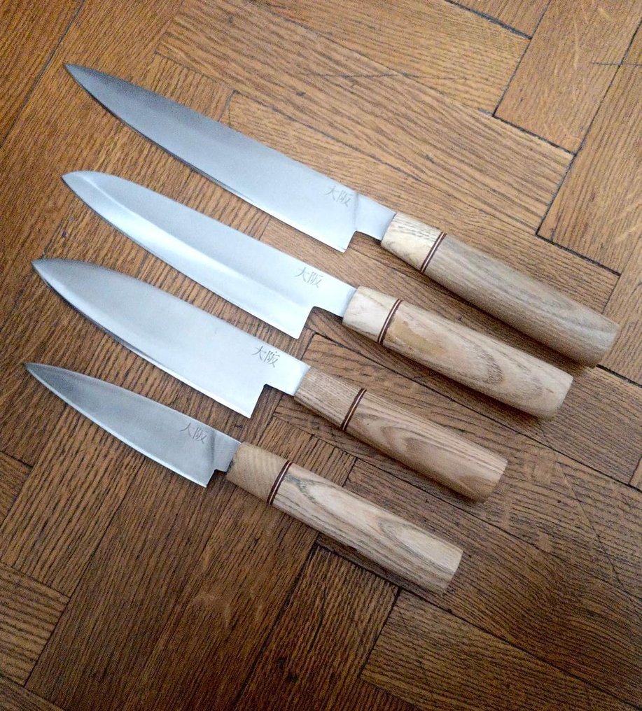 Kjøkkenkniv - Japansk stil sujikhki. Gyuto-kokkeknivsett i par, laget av oliventre og afrikansk rosewood. Ideell - Asia #1.0