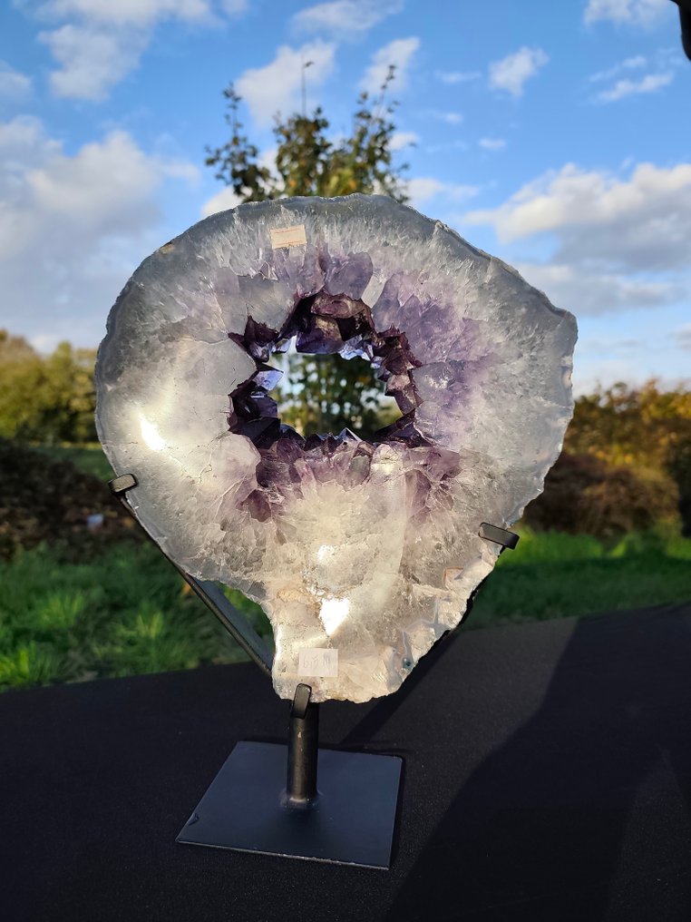 Dark Purple Uruguay, Amethyst Geode Slice with big crystals, Uniek Piece - Height: 38 cm - Width: 30 cm- 6.5 kg #4.3