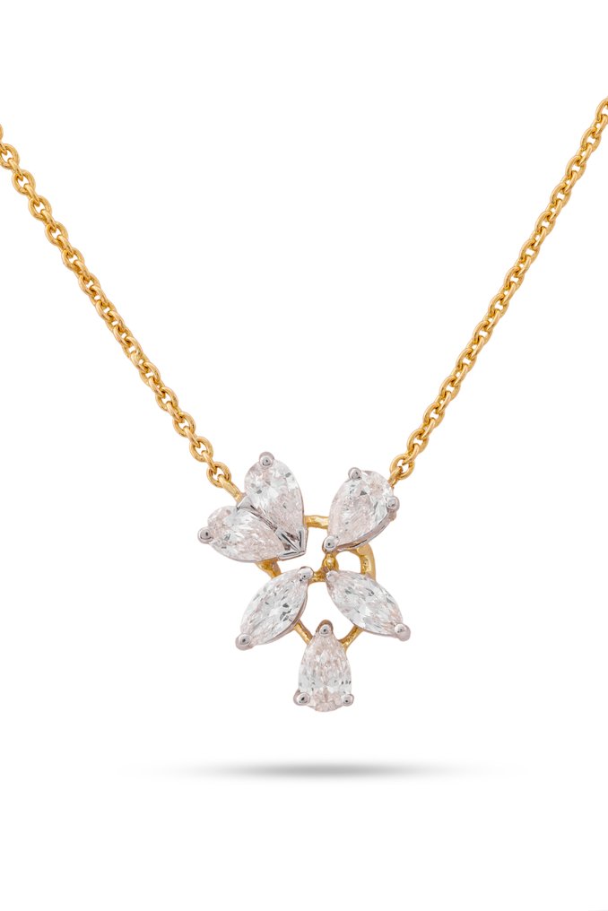 吊坠 - 18K包金 黄金, 镀铑 - 1.05ct. tw. 钻石 (天然) - 钻石 #1.0