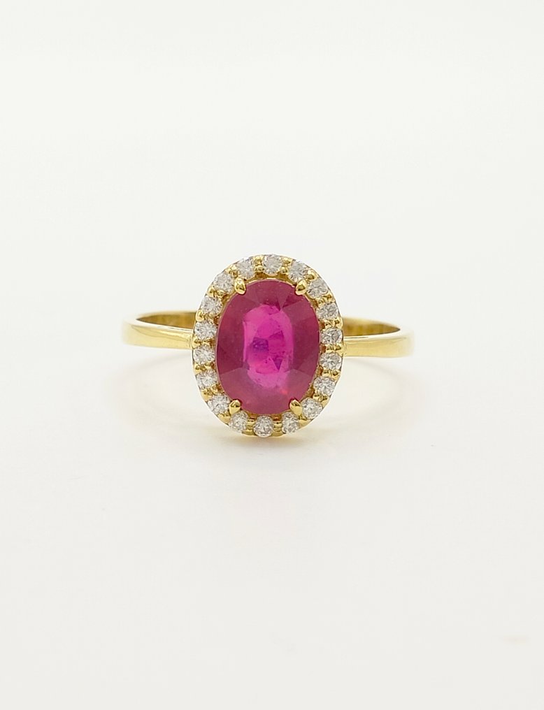 No Reserve Price - Ring - 14 kt. Yellow gold Ruby - Diamond #1.0