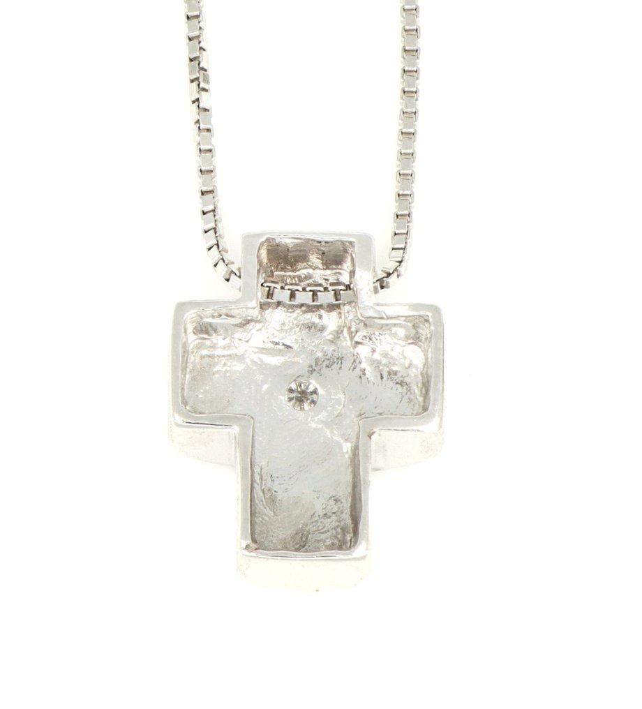 χωρίς τιμή ασφαλείας - Κολιέ με μενταγιόν - 18 καράτια Λευκός χρυσός -  0.03ct. tw. Διαμάντι (Φυσικό)  #1.0