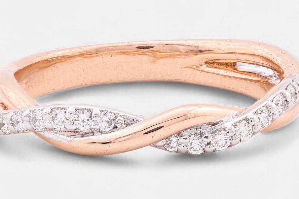 χωρίς τιμή ασφαλείας - Δαχτυλίδι αιωνιότητας - 18 καράτια Ροζ χρυσό, Λευκός χρυσός - 0.22ct. tw. Διαμάντι (Φυσικό) #1.0