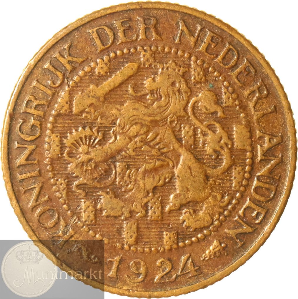 Ολλανδία. Wilhelmina. Lot van 40 stuks 1 centen 1924 ZELDZAAM #1.0