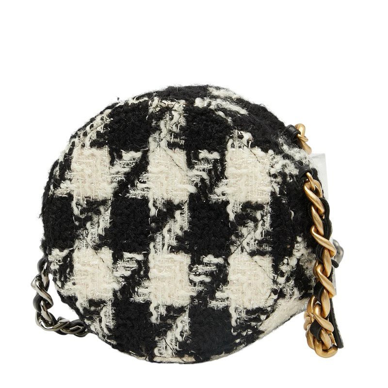 Chanel - Coco Mark Round Chain Shoulder Bag in Black and White Tweed with Gold & Ruthenium Hardware - 挂肩式皮包 #2.1