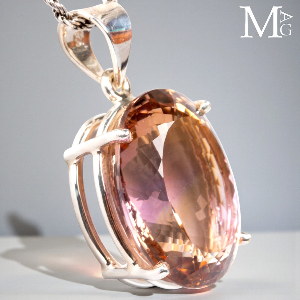 Pendant with Large Ametrine – Faceted Oval Cut - Height: 39.5 mm - Width: 21.3 mm- 15 g #1.0