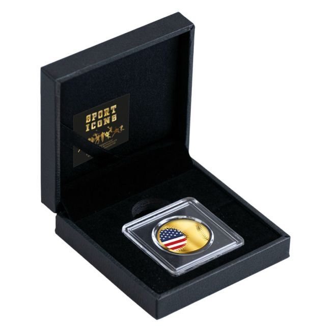 Ciad. 3000 Francs 1/1000 oz 999 Fine Gold 3000 CFA Francs Chad Sport Icons Series – USA Flag Baseball Coin (w/ Box &  (Fără preț de rezervă) #1.0