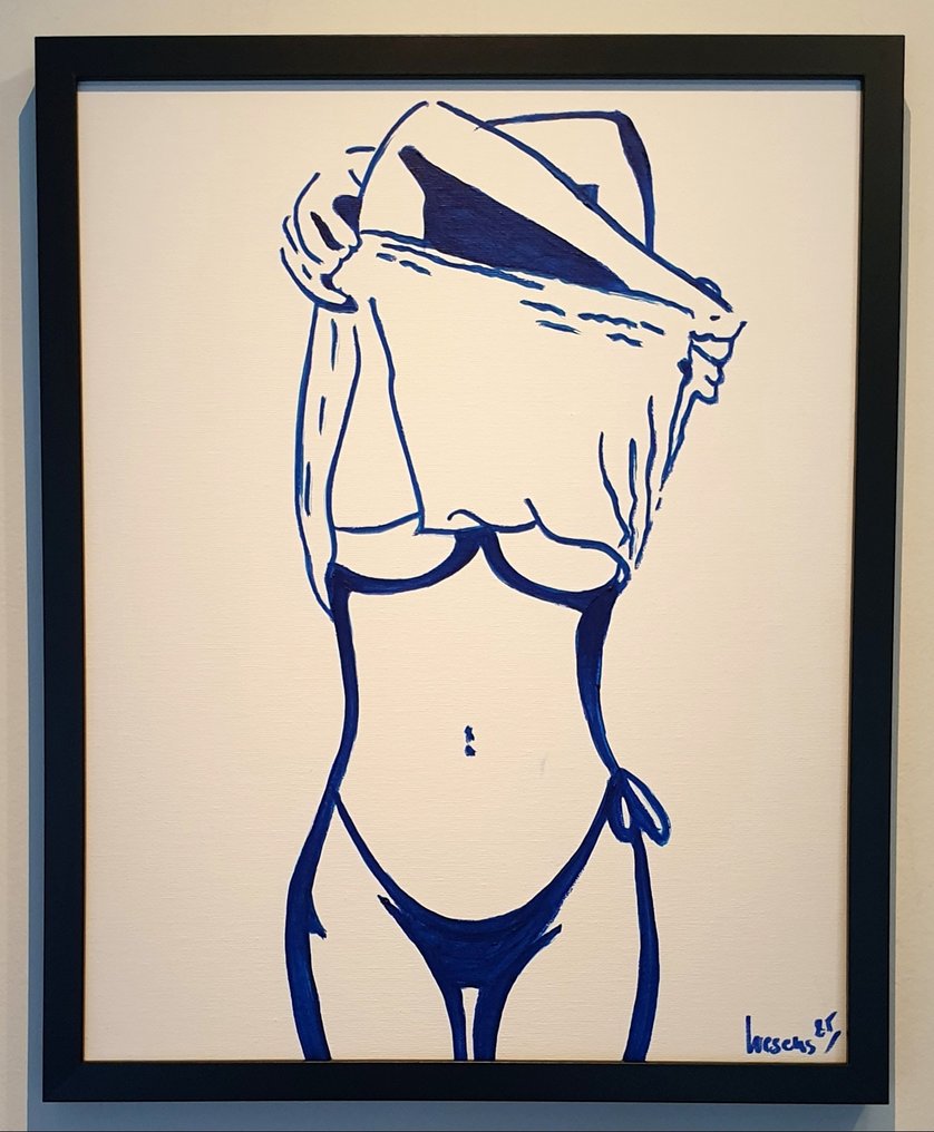 Liesens - Undress me (On Canvas handpainted) met lijst. #1.0