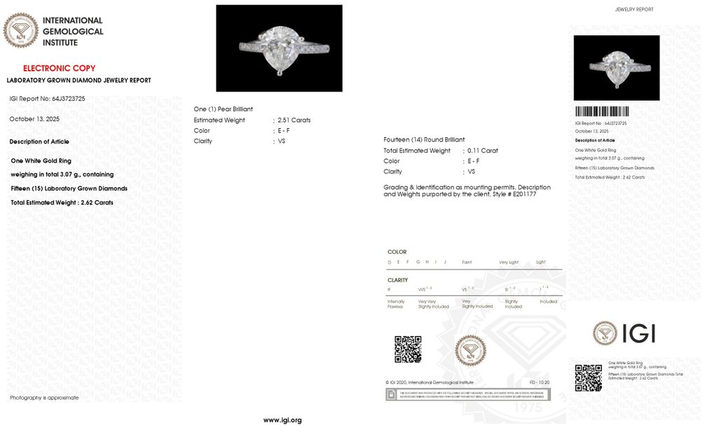 Ring - 14 karat Hvitt gull - 2.62ct. tw. Diamant (Lab-dyrket) - Diamant #4.3