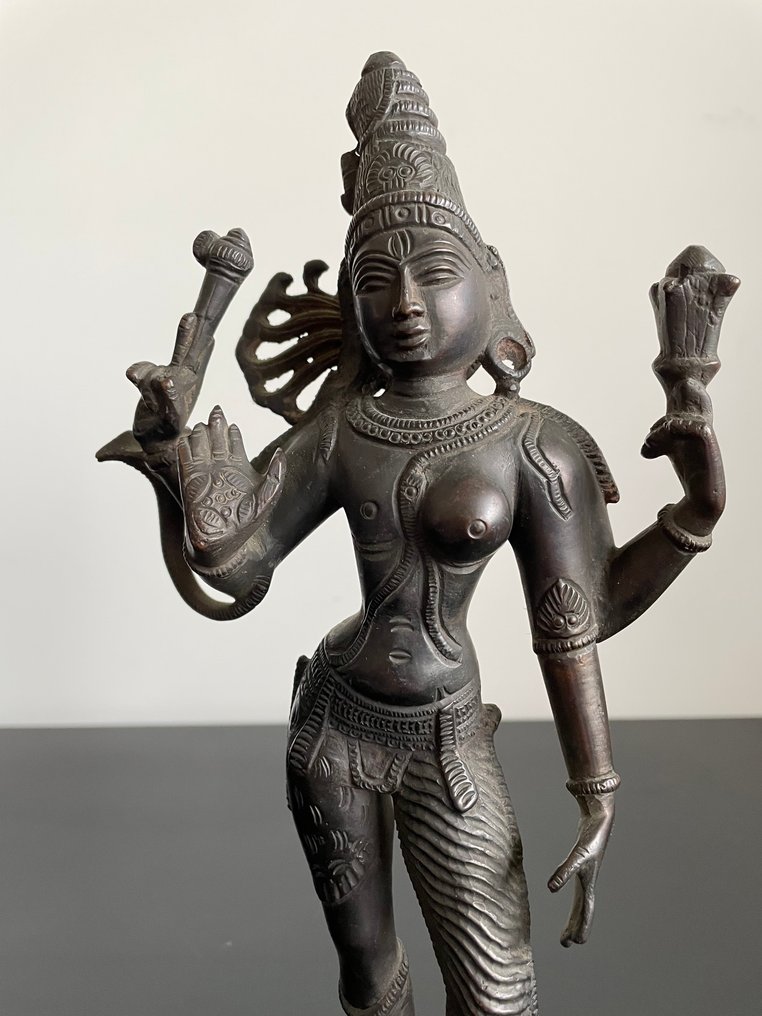 南印度青铜神祇雕塑 - 青銅色 - 印度 - 20世紀末 #1.0