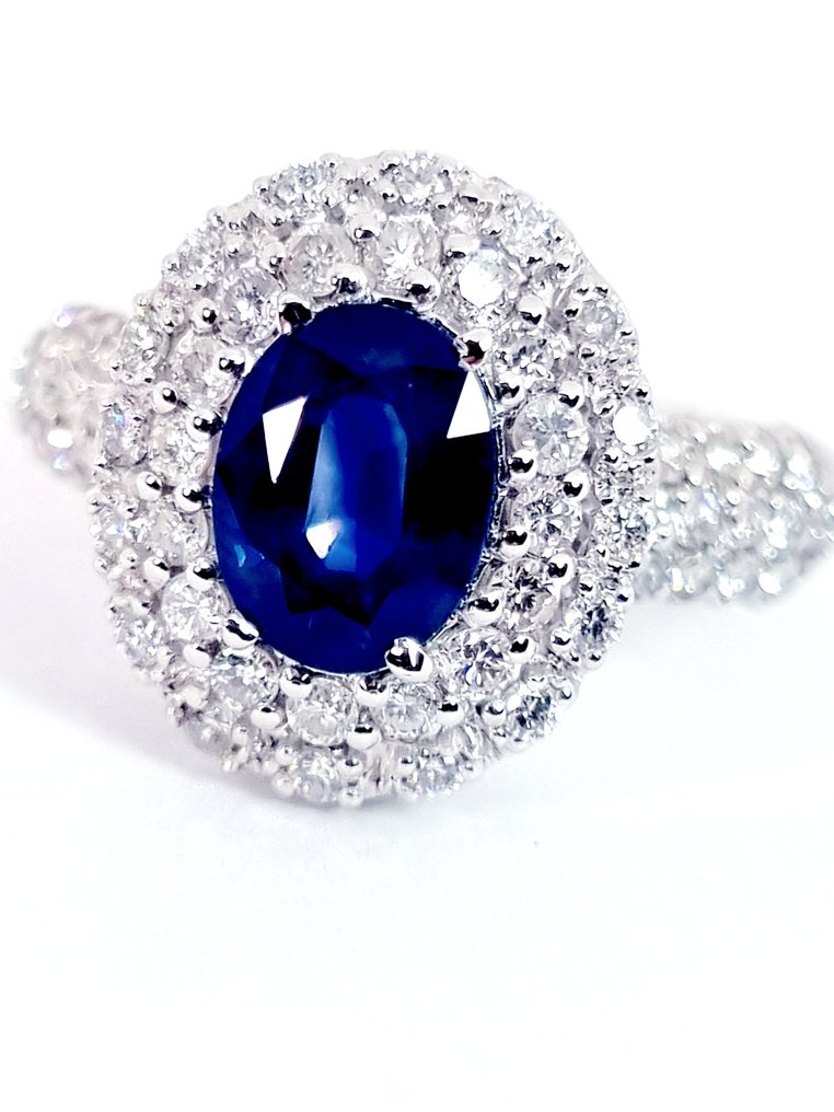 Δαχτυλίδι - 18 καράτια Λευκός χρυσός Ζαφείρι - Διαμάντι #2.1