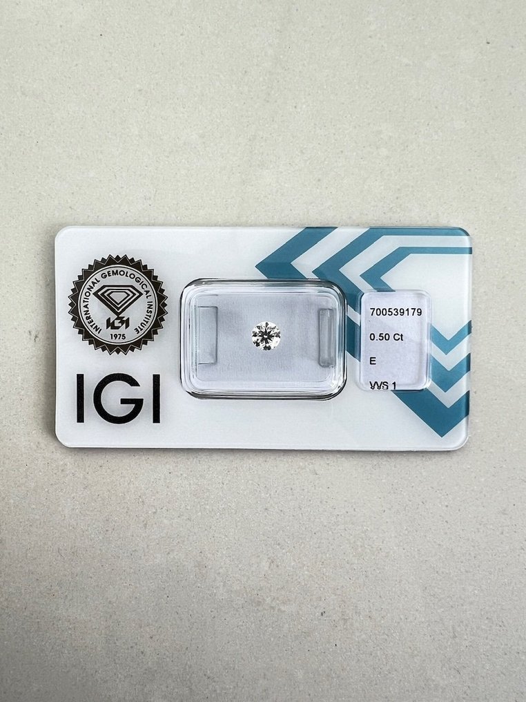 1 pcs 钻石 (天然) - 0.50 ct - 圆形 - E - VVS1 极轻微内含一级 - 国际宝石研究院(IGI) #1.0