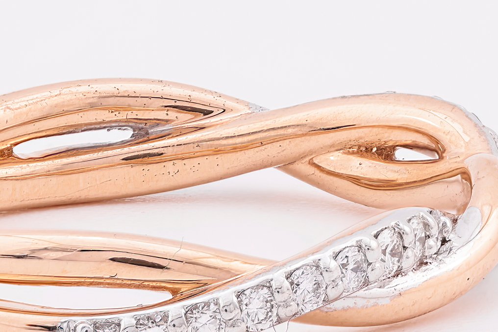 χωρίς τιμή ασφαλείας - Δαχτυλίδι αιωνιότητας - 18 καράτια Ροζ χρυσό, Λευκός χρυσός - 0.22ct. tw. Διαμάντι (Φυσικό) #3.2