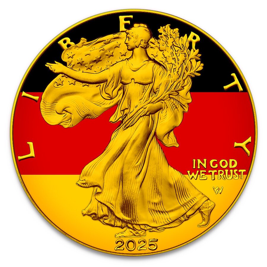 Ηνωμένες Πολιτείες. 1 Dollar 2025 1 oz American Eagle German Flag Colorized Silver Coin #1.0