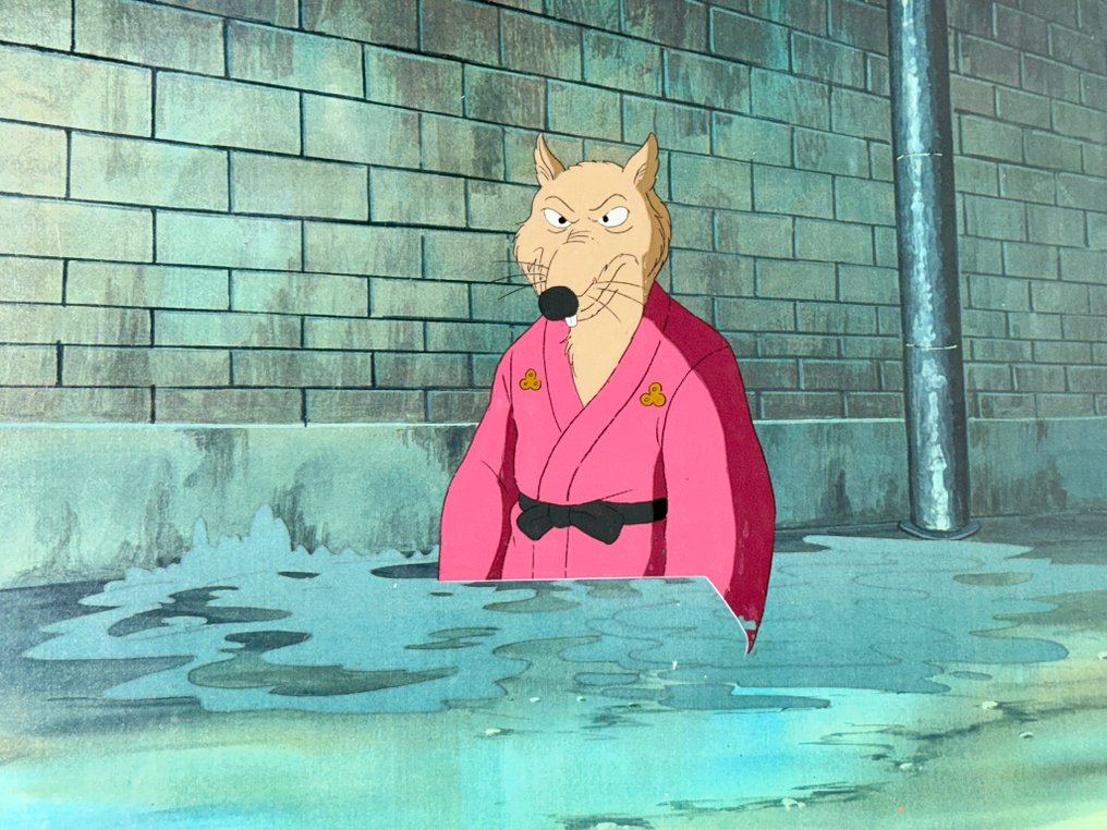 Murakami-Wolf-Swenson - Original animation cel of Splinter, with copy background - Teenage Mutant Ninja Turtles (1987/1996) #2.1