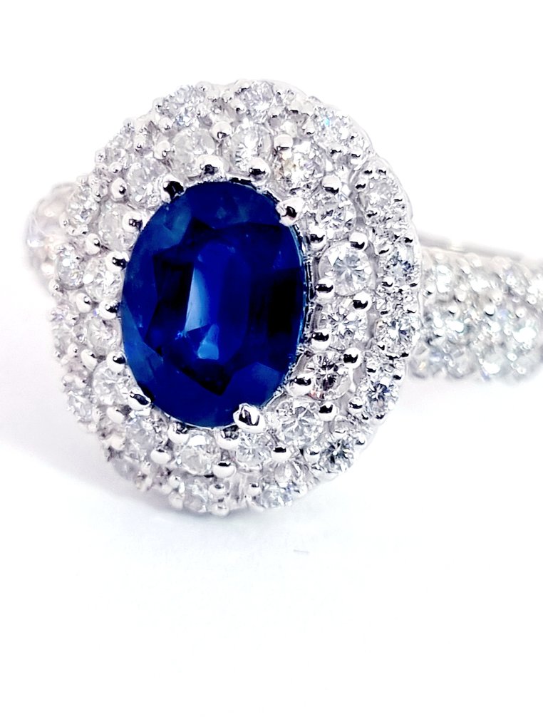 Δαχτυλίδι - 18 καράτια Λευκός χρυσός Ζαφείρι - Διαμάντι #3.2