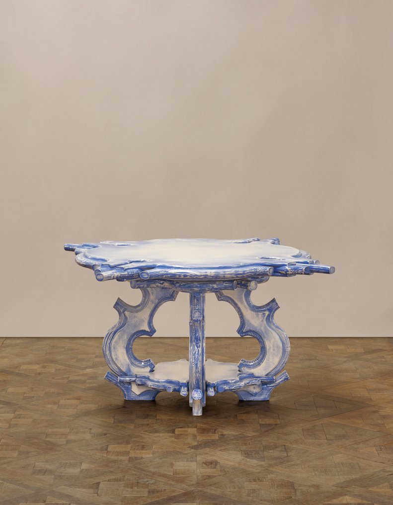 Table basse - Bois de pin, Contreplaqué, Résine, Polyuréthane - Table Blue Manta #1.0