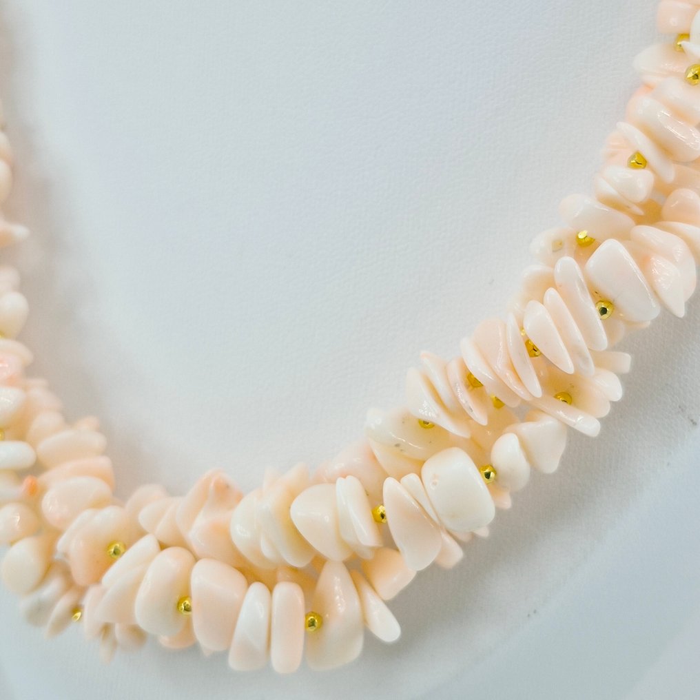 珊瑚 - 銀, 鍍金 - 頸鏈 - CORALLO ROSATO #3.2