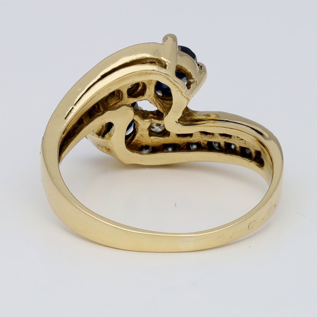 戒指 - 18 克拉 黃金 藍寶石 - 鉆石 #3.2