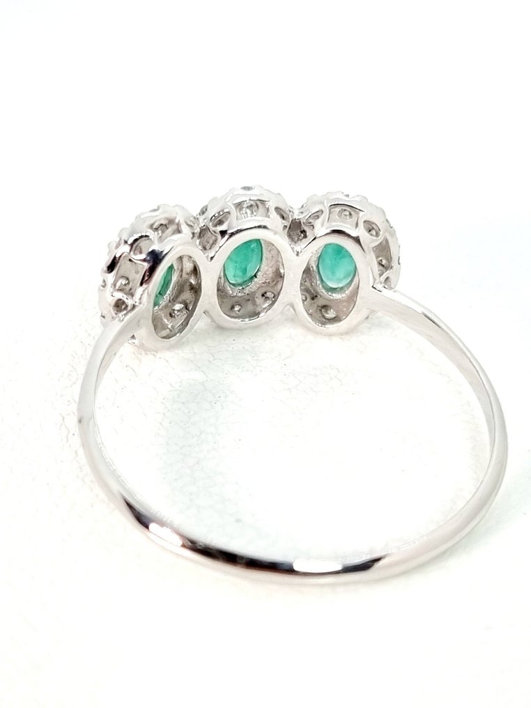 Gyűrű - 18 kt. Fehér arany Smaragd - Gyémánt #3.2