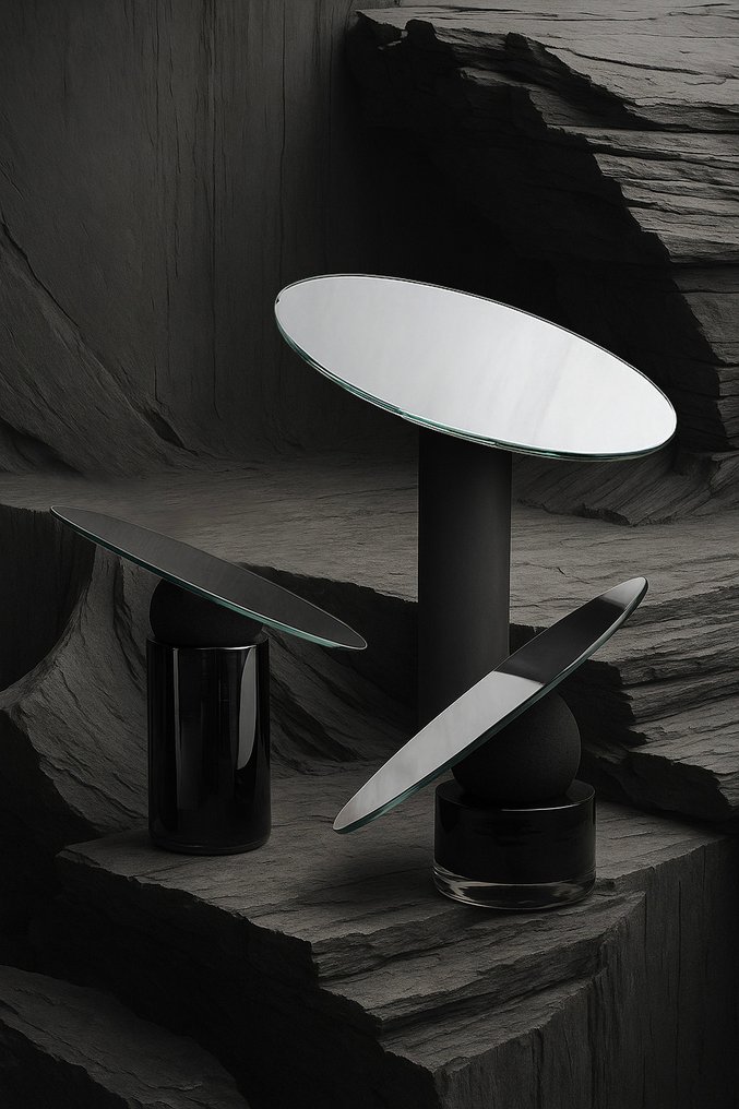 Clémence Birot - Table mirror- Astra 30 Black edition - Hand-blown glass #2.1