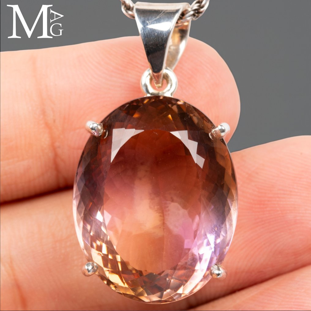 Pendant with Large Ametrine – Faceted Oval Cut - Height: 39.5 mm - Width: 21.3 mm- 15 g #2.1
