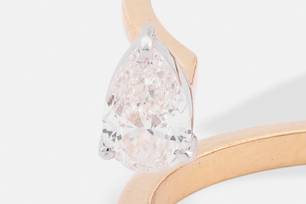 點睛戒指 - 18 克拉 黃金, 镀铑 -  0.31ct. tw. 鉆石 (天然) #2.1