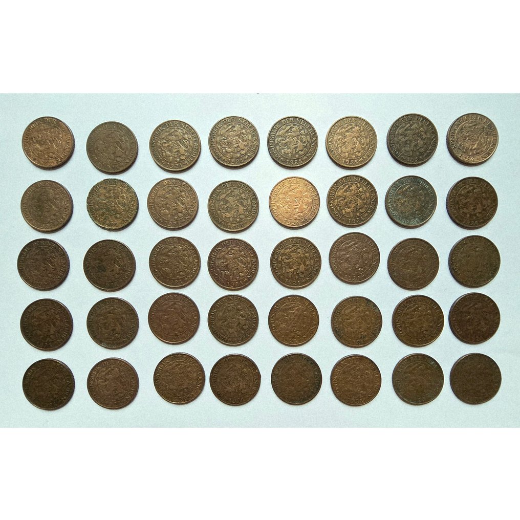 Ολλανδία. Wilhelmina. Lot van 40 stuks 1 centen 1924 ZELDZAAM #1.0