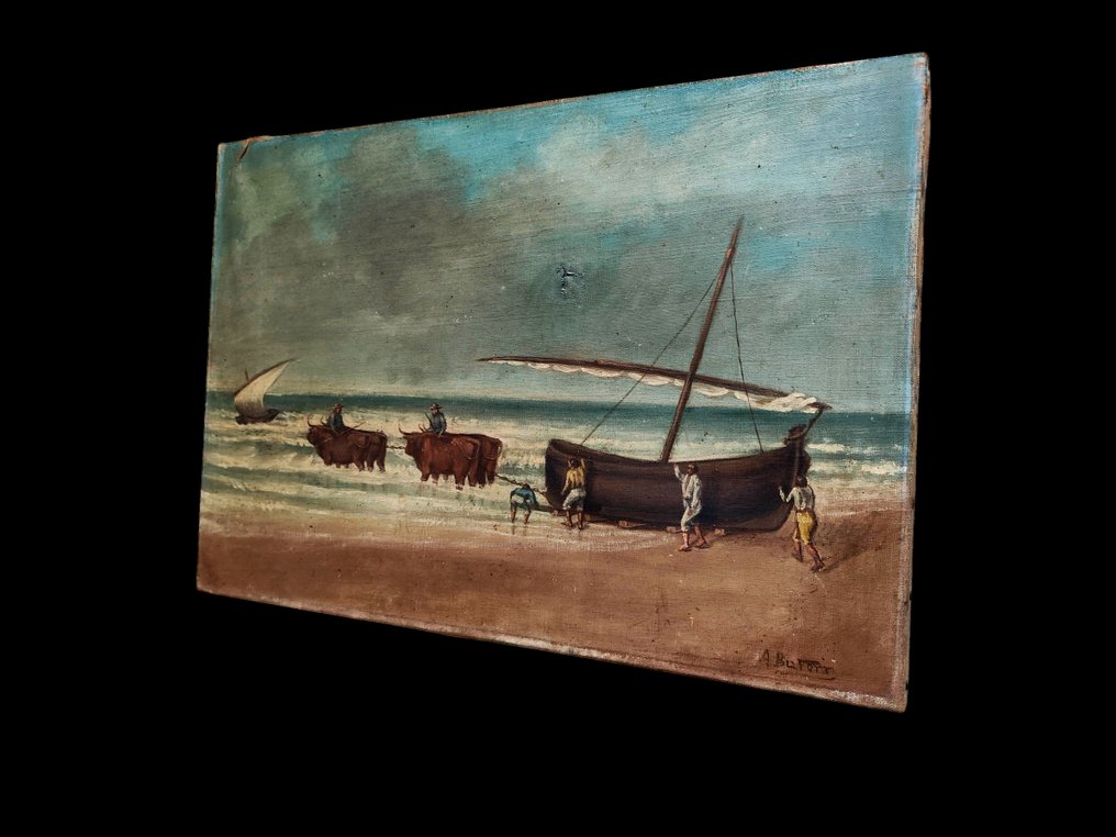 Andrés Buforn Aragonés (1877–1943) - Escena marinera con barca y bueyes #3.2