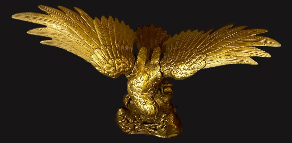 20th century Japanese eagle on cliff with waves - 雕塑 黄铜色 - 日本 (没有保留价) #3.2