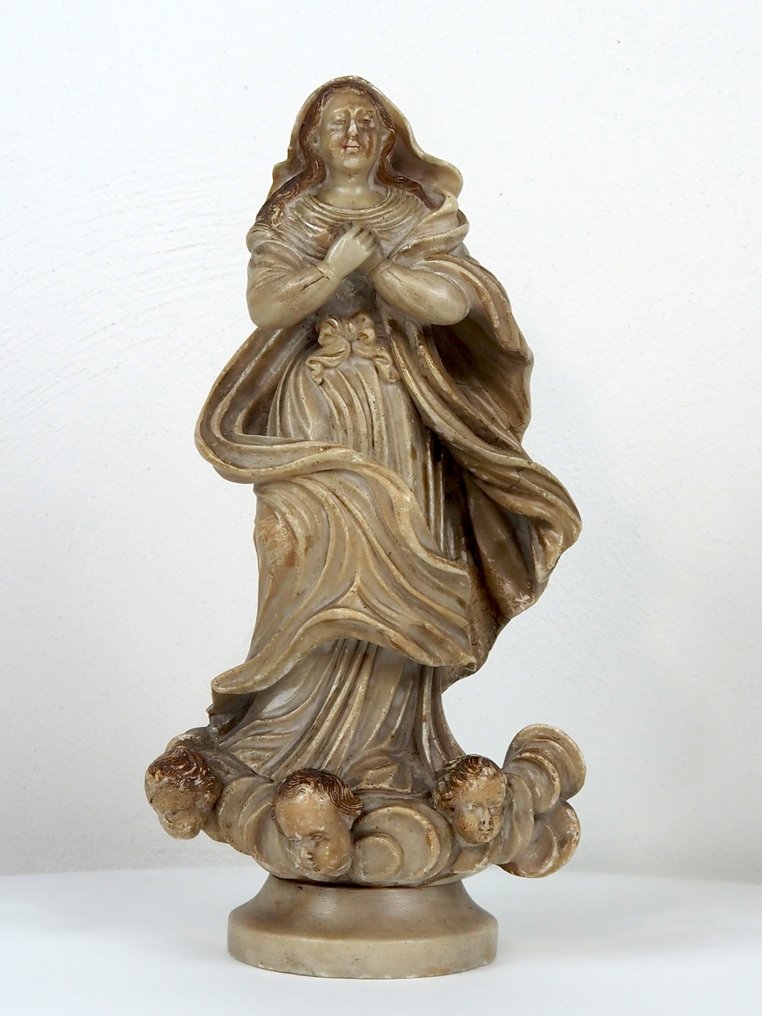 雕塑, Nossa Senhora da Conceição - 26.5 cm - 蛇纹石, 雪花石膏 #1.0