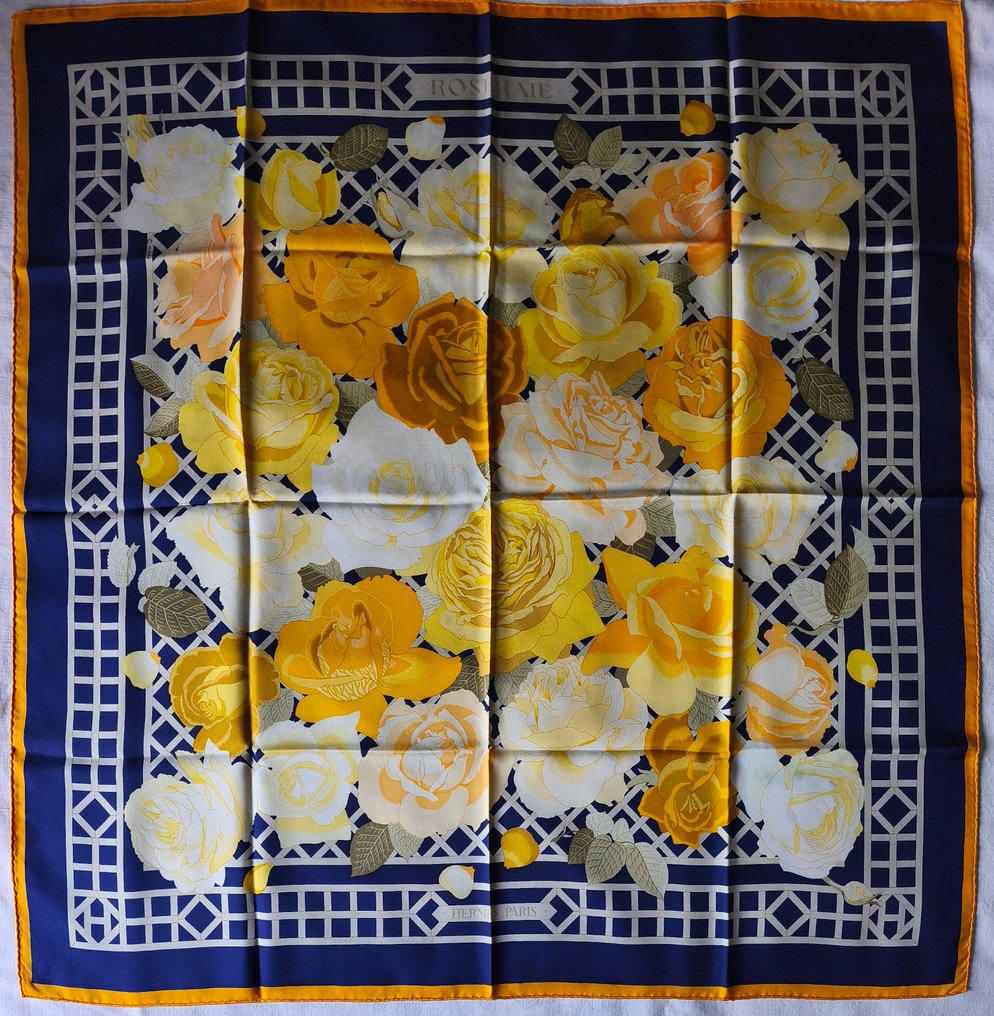 Hermès - ROSERAIE by Christiane Vauzelles - 印图开司米围巾 #1.0