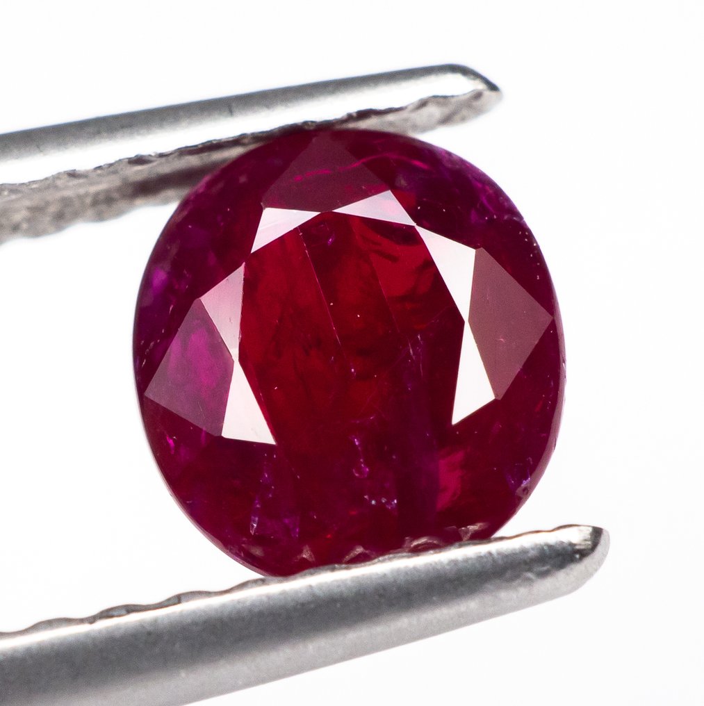 Fără preț de rezervă Rubin  - 1.07 ct - Bellerophon Gemlab - Deep Red #2.1