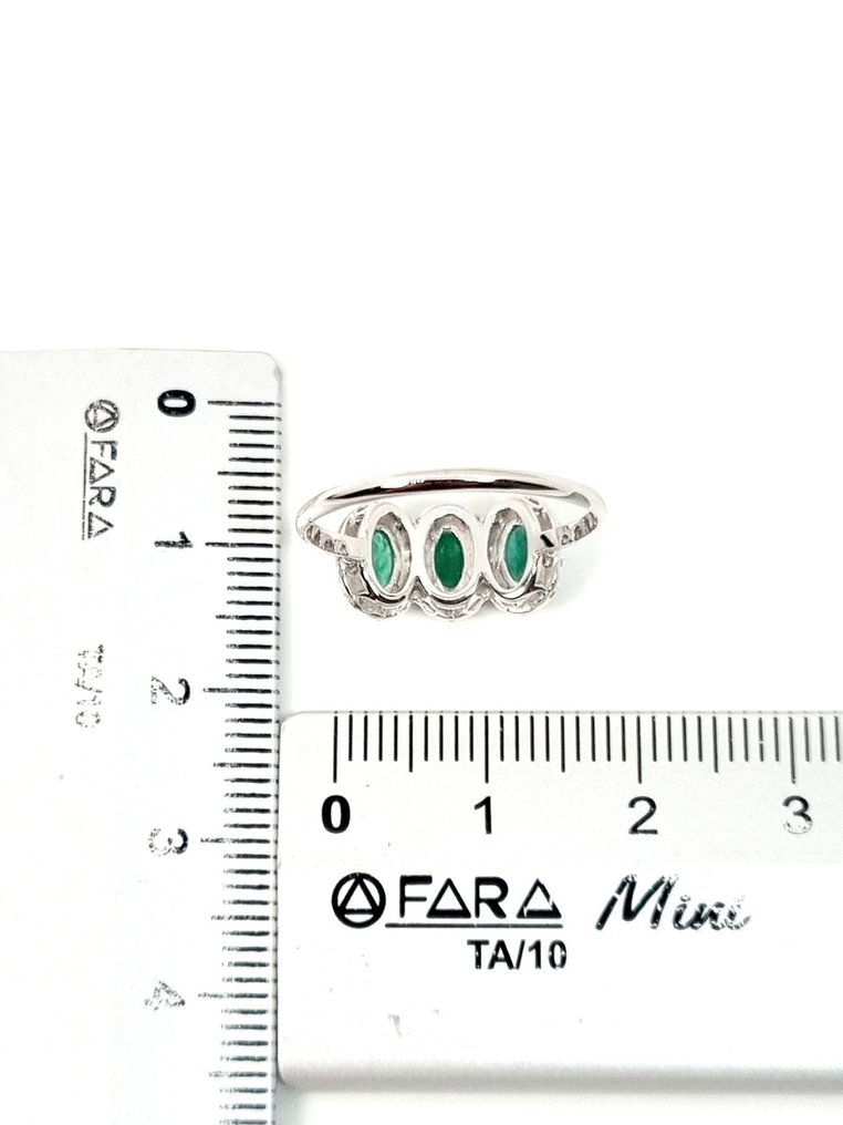 Gyűrű - 18 kt. Fehér arany Smaragd - Gyémánt #2.1