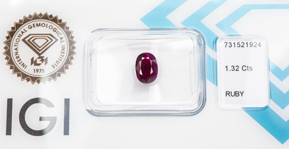 No reserve price Ruby  - 1.32 ct - International Gemological Institute (IGI) - Deep Purplish Red #3.2