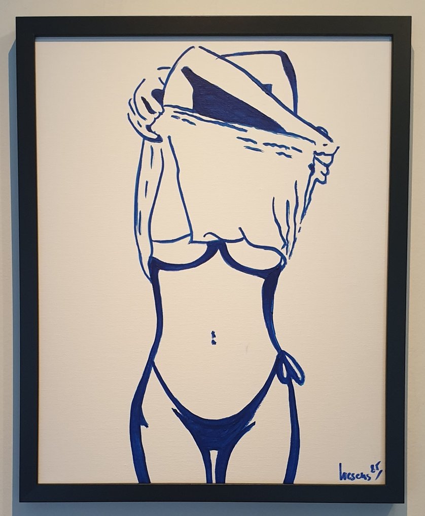 Liesens - Undress me (On Canvas handpainted) met lijst. #4.3