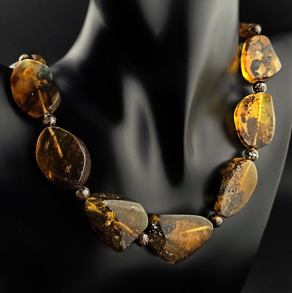 Luksus 45 g Baltic Amber halskæde – Elegant fossile segmenter i mørk gyldne nuancer - Rav (Ingen mindstepris) #1.0