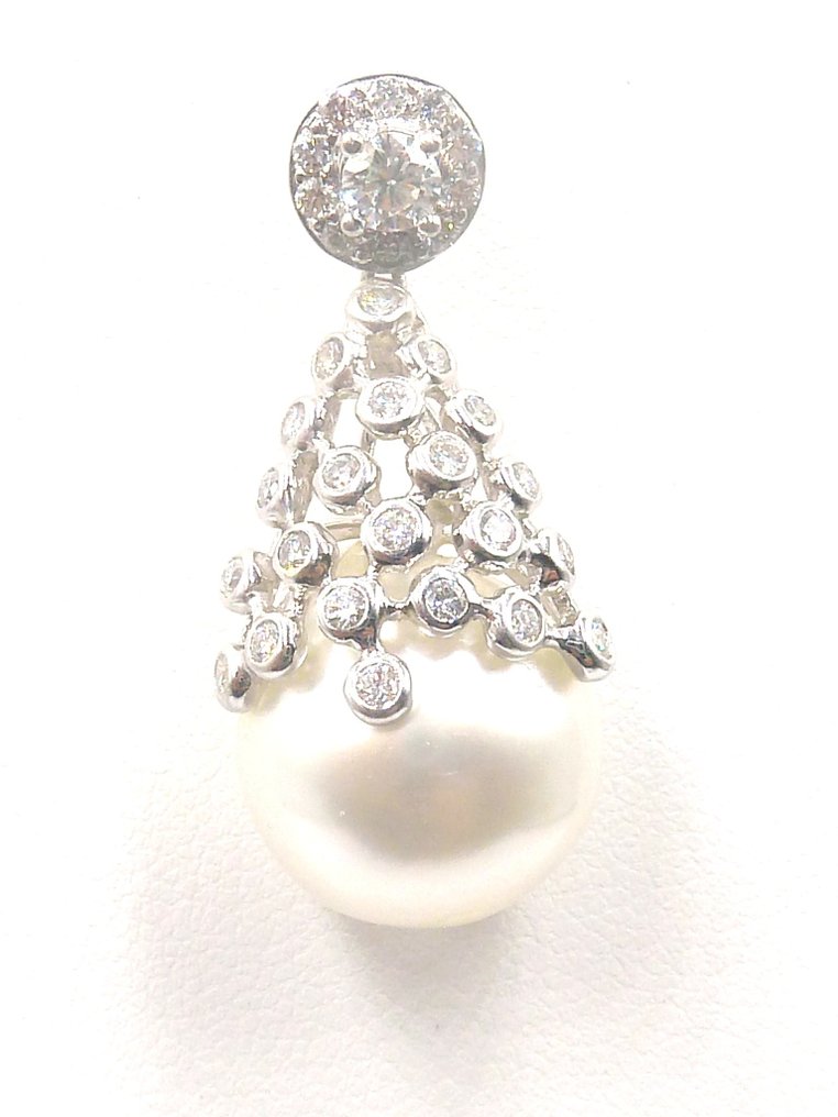 Pendentif - 18 carats Or blanc Perle - Diamant #1.0