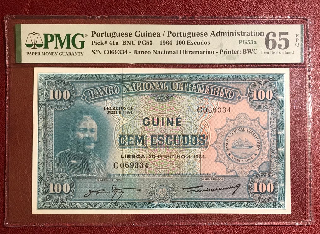Guiné portuguesa. - 100 Escudos 1964 - Pick 41a  (Sem preço de reserva) #1.0