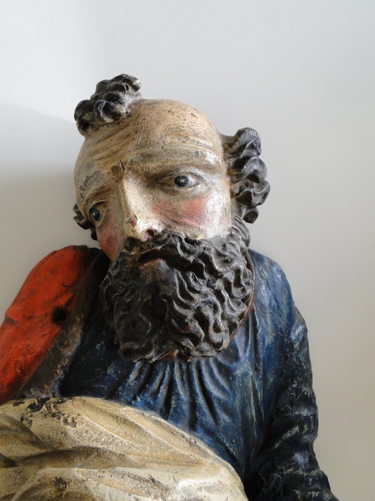 Skulptur, Gotischer Heiliger um 1500 - 37 cm - Polykromt træ #3.2
