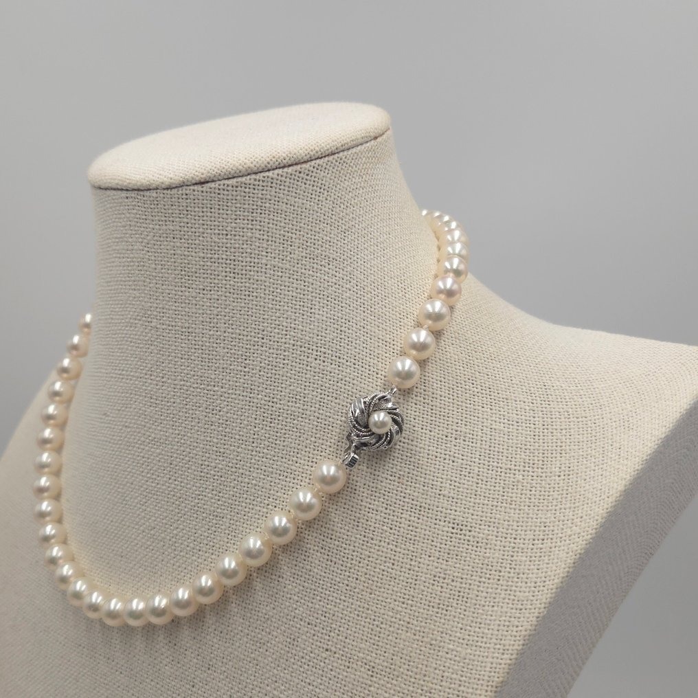 χωρίς τιμή ασφαλείας - Κολιέ Ασημί Μαργαριτάρι - Akoya 8.0mm 17in PSL #3.2