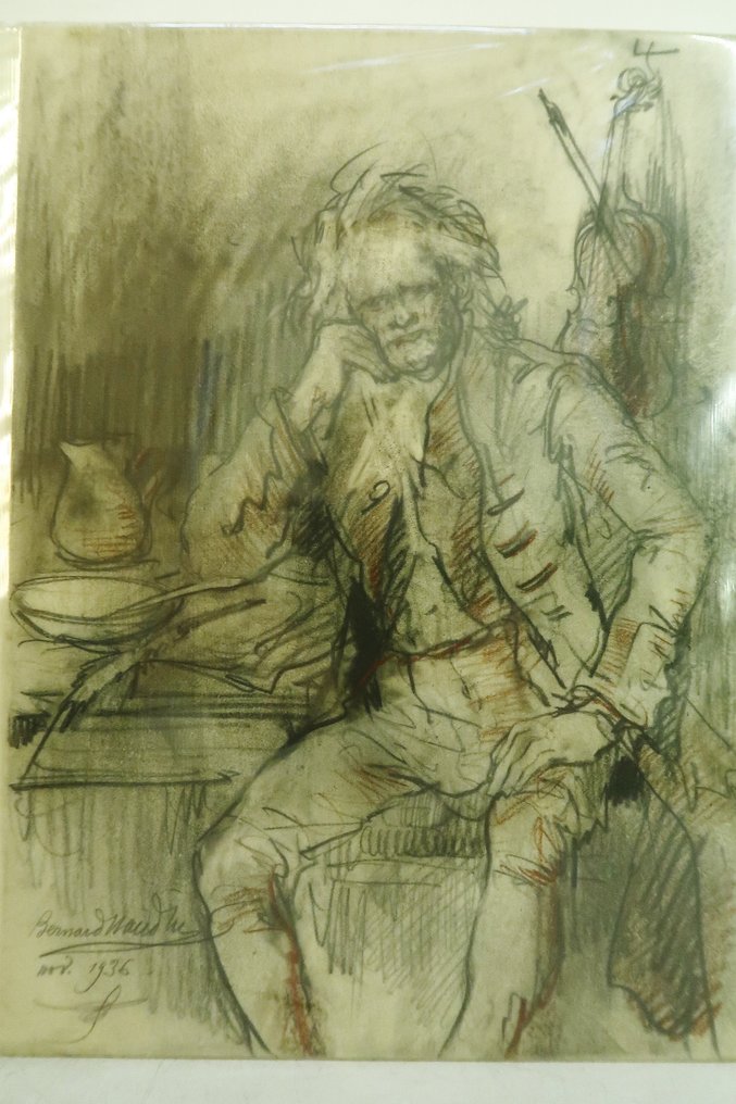 [Diderot] Signé; Bernard Naudin - Le neveu de Rameau [reliure avec grand dessin original signé de l'artiste ; num. sur Rives] - 1924 #2.1