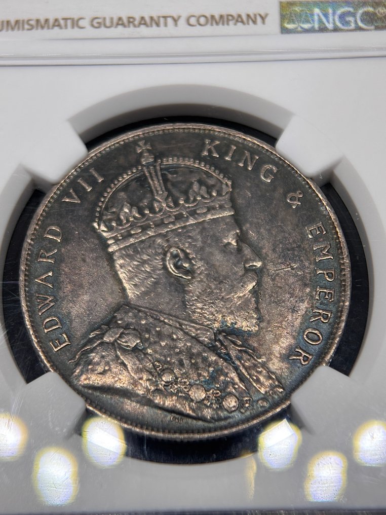 Straits települések. Edward VII. 1 Dollar 1908 NGC UNC  (Nincs minimálár) #4.3