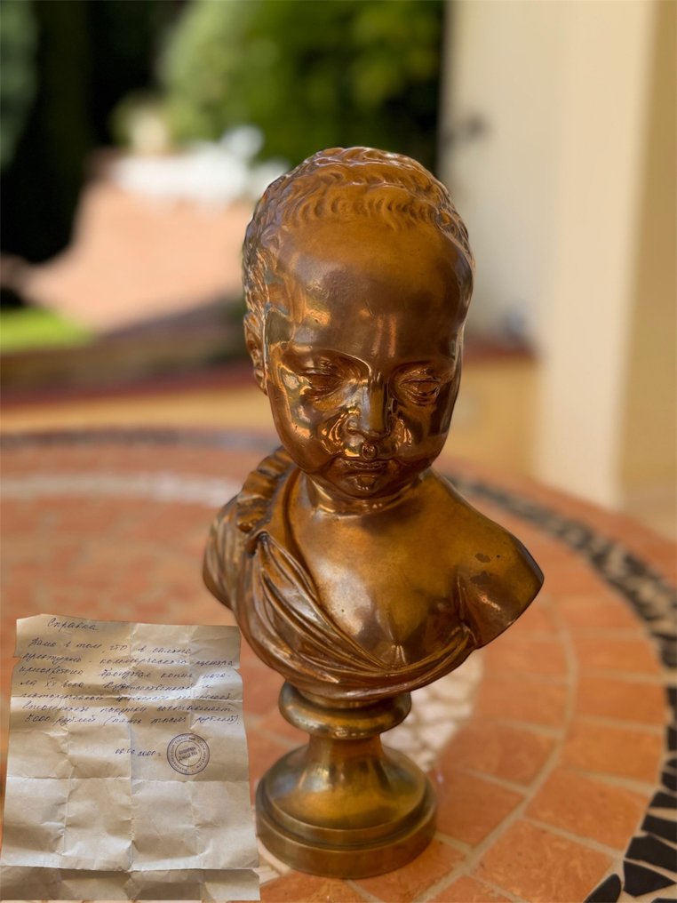 Musées Impériaux Moulage - after Germain Pilon - 雕刻, Bronze Bust of a Child - 32 cm - 青銅色 #1.0