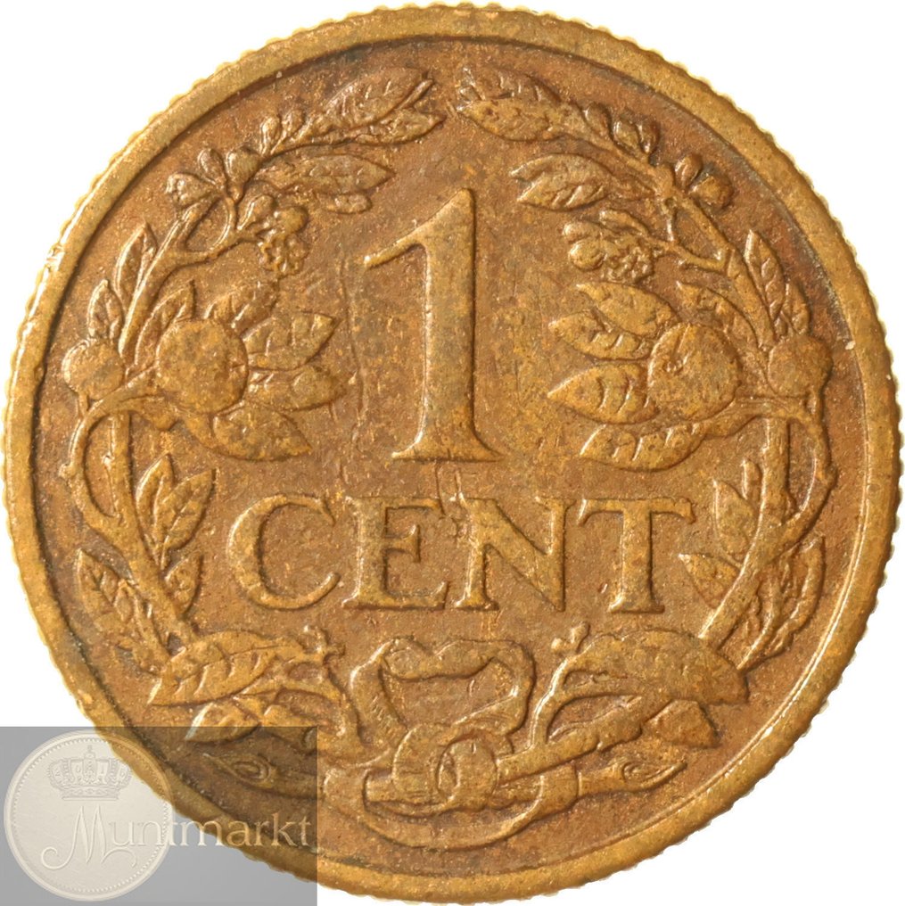 Ολλανδία. Wilhelmina. Lot van 40 stuks 1 centen 1924 ZELDZAAM #3.2