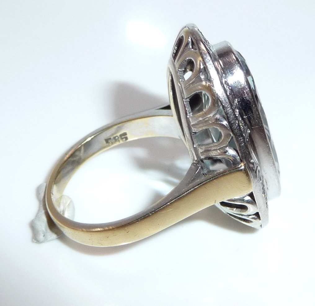 Bague - 14 carats Or blanc, Or jaune -  0.08ct. tw. - Diamant - La taille 55 est modifiable. #4.3