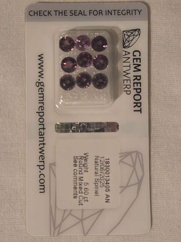 9 pcs  Ροζ, Μωβ Σπινέλιος  - 5.60 ct - Gem Report Antwerp (GRA) #2.1
