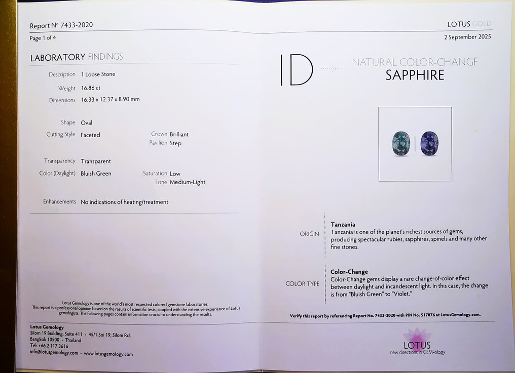 戒指 - 18 克拉 白金, LOTUS 8.25克 -  17.02ct. tw. 藍寶石 - 鉆石 - 无加热 #2.1