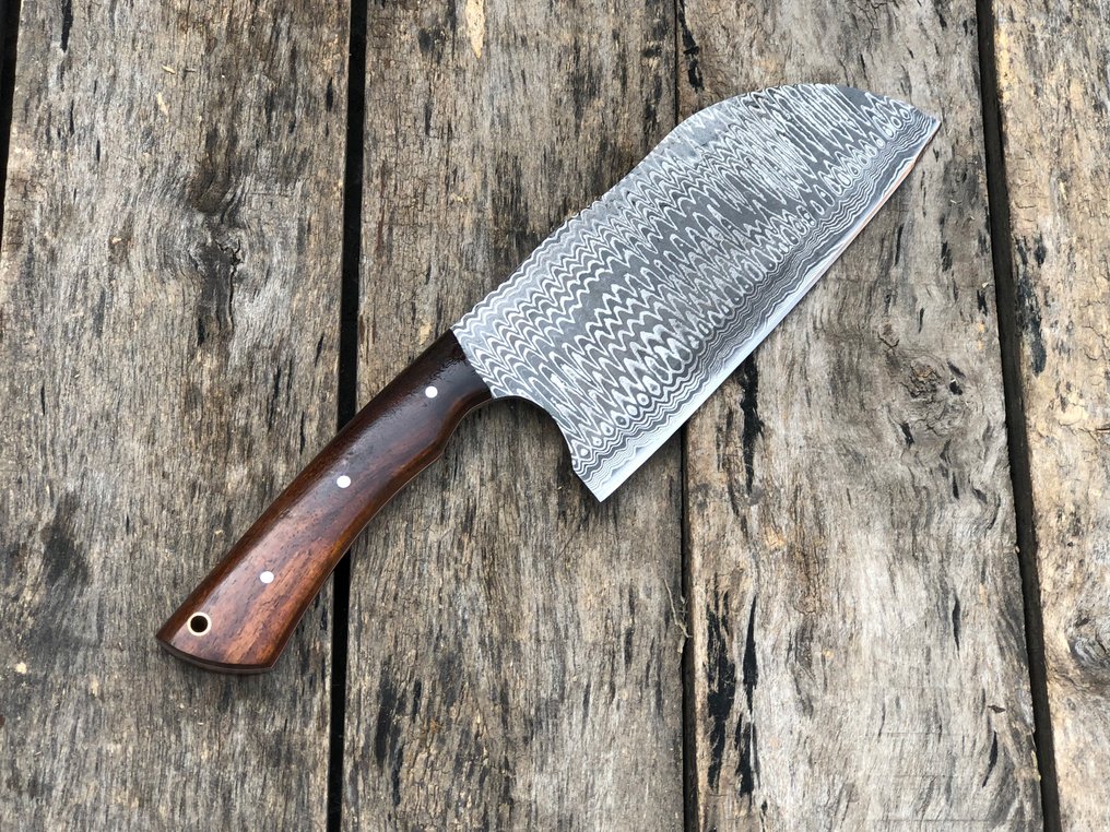 Coltello da cucina - Acciaio forgiato a più strati, coltello da chef, oggetto da collezione, fodero in pelle - Nord America - T7 #1.0