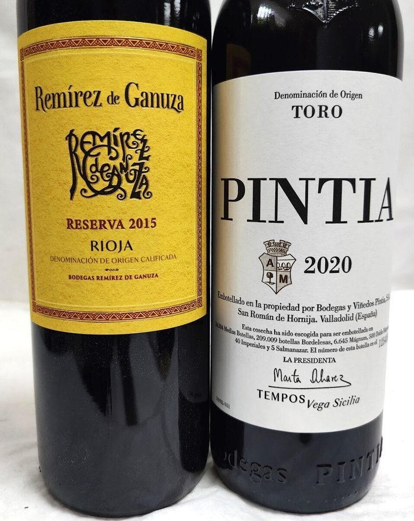 2015 Remírez de Ganuza, reserva & 2020 Pintia - Toro, Rioja - 2 Pullot (0.7 L) #3.2