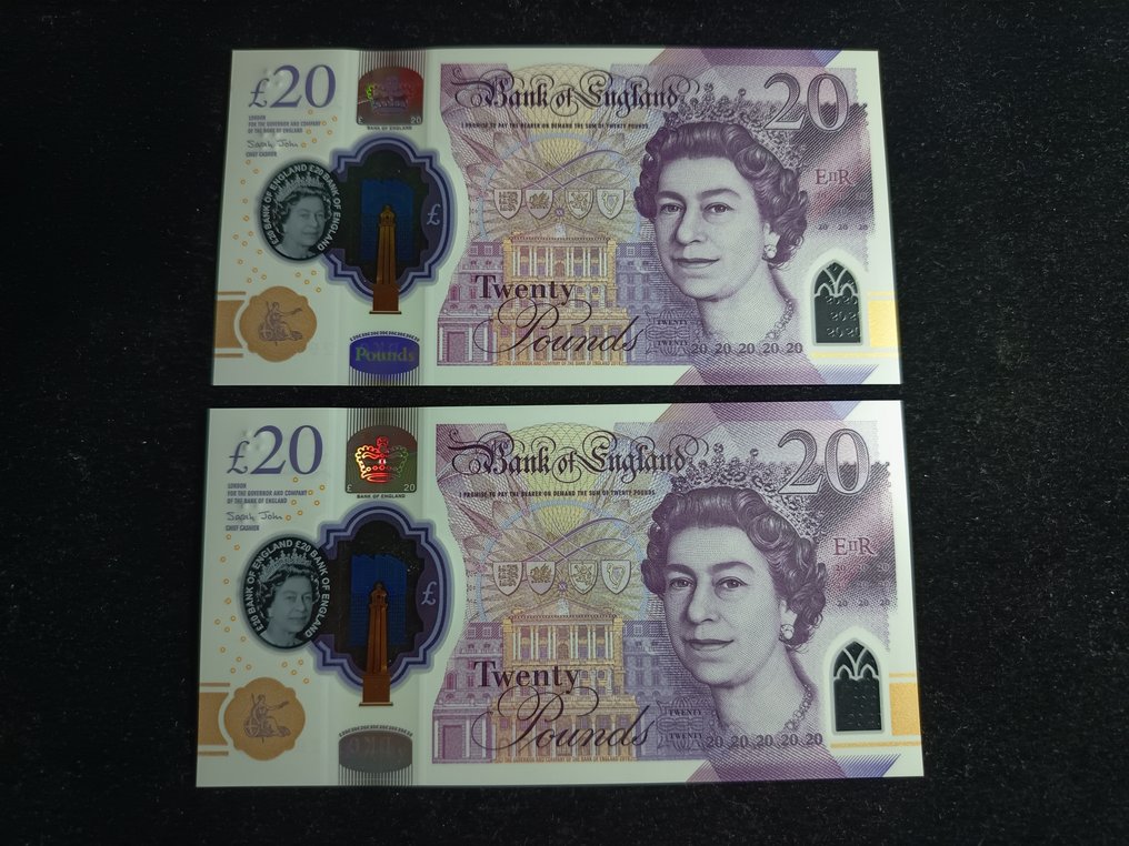 Μεγάλη Βρετανία. - 2 x 20 Pounds 2018 - Pick 396  (χωρίς τιμή ασφαλείας) #1.0